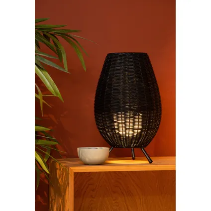 Lampe de table Lucide Colin rotin noir ⌀22cm G9 5