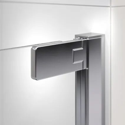 Sealskin Inc. Porte pivotante et paroi latérale 100x100x200 cm avec panier de douche, verre de sécurité transparent 8 mm avec revêtement anticalcaire Argent brillant 3