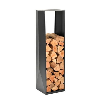 Abri à bois Origami 38x65x120cm noir/acier 3