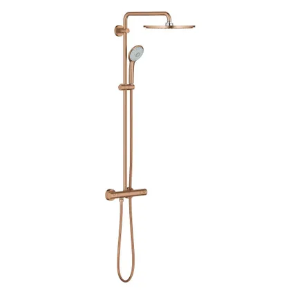 Grohe Regendouche Euphoria Systeem - Met Thermostatische Kraan - Goud - Geborsteld - Rond - Met Handdouche - 15cm hartafstand - 1-straals - Waterbesparend