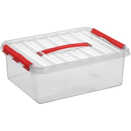 Q-line opbergbox 12L transparant rood 40x30x14cm