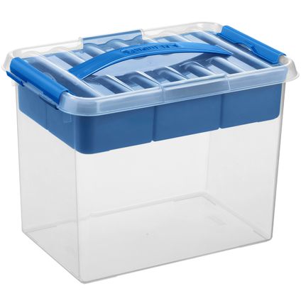 Boîte de rangement Q-line avec plateau 9L transparent bleu 30,7x20x22,3cm