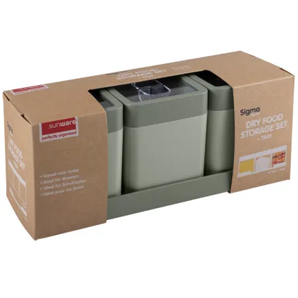 Ensemble de boîtes à provisions Sigma Home Dry food 0,6L avec tray vert et vert foncé 27,5x9,5x12cm 2