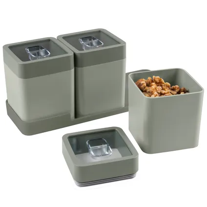 Ensemble de boîtes à provisions Sigma Home Dry food 0,6L avec tray vert et vert foncé 27,5x9,5x12cm 3