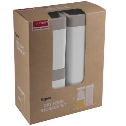 Ensemble de boîtes à provisions Sigma Home Dry food 3 pièces blanc gris 18x9x23 cm 3