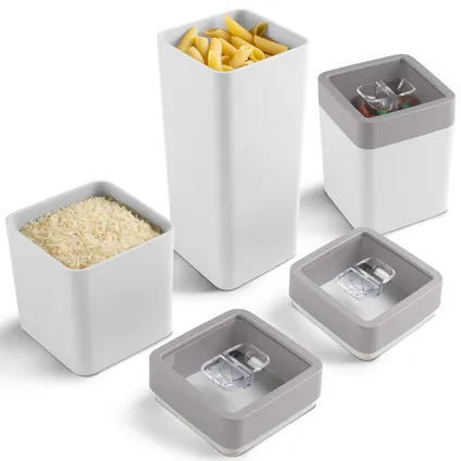 Ensemble de boîtes à provisions Sigma Home Dry food 3 pièces blanc gris 18x9x23 cm 4