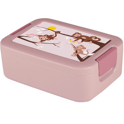 Sigma home Food to go broodtrommel Aap roze 17x12,3x6,1cm