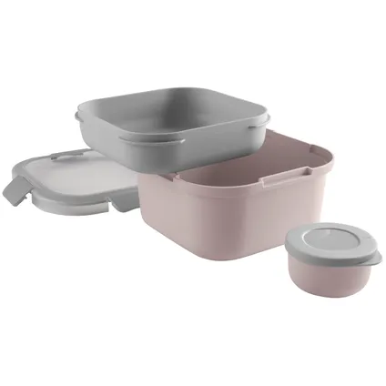 Sunware Sigma Home Food to go lunchbox roze lichtgrijs 17,7x17,7x8,7cm 2