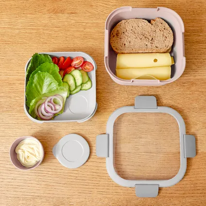 Sunware Sigma Home Food to go lunchbox roze lichtgrijs 17,7x17,7x8,7cm 4