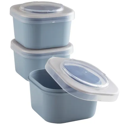 Sunware Sigma Home Food to go lunchbakje set van 3 blauw 9,3x9,3x16,7cm 3