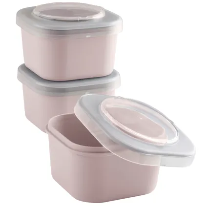 Sunware Sigma Home Food to go lunchbakje set van 3 roze 9,3x9,3x16,7cm 3