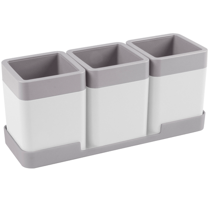 Set de boîtes de rangement Sunware Sigma Home avec plateau 0,6L blanc gris 27,5x9,5x14cm