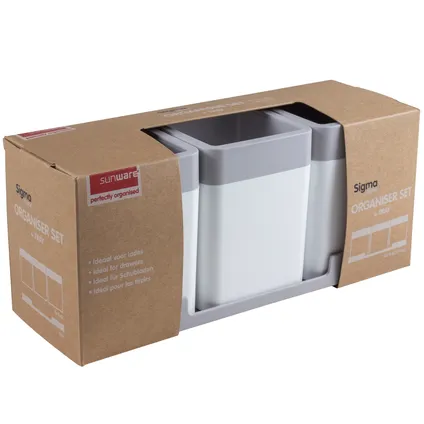 Set de boîtes de rangement Sunware Sigma Home avec plateau 0,6L blanc gris 27,5x9,5x14cm 3