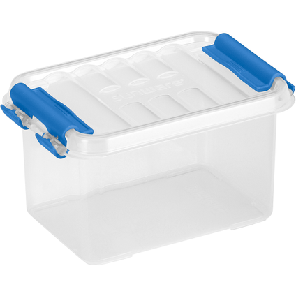 Boîte de rangement Sunware Q-line 0,4L transparent bleu 11,8x7,7x6,2cm