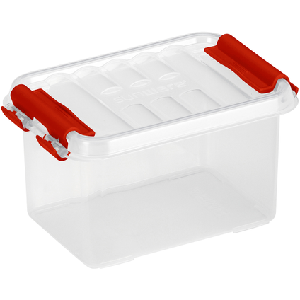 Boîte de rangement Sunware Q-line 0,4L transparent rouge 11,8x7,7x6,2cm
