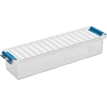 Boîte de rangement Sunware Q-line 0,9L transparent bleu 27x8,6x6cm