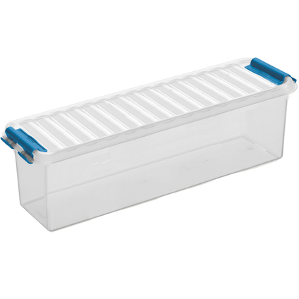 Boîte de rangement Sunware Q-line 1,3L transparent bleu 27x8,4x9cm