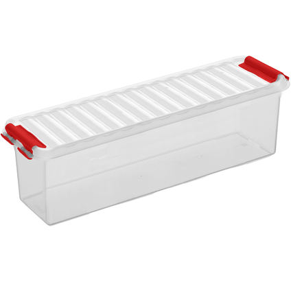Boîte de rangement Sunware Q-line 1,3L transparent rouge 27x8,4x9cm