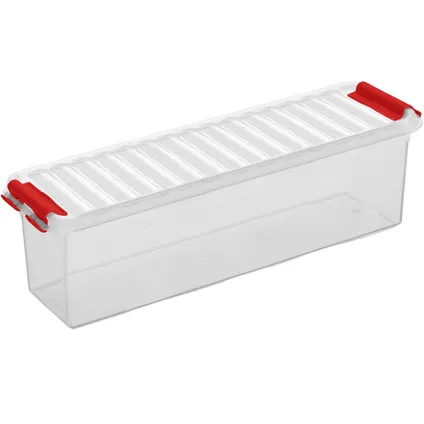 Boîte de rangement Sunware Q-line 1,3L transparent rouge 27x8,4x9cm