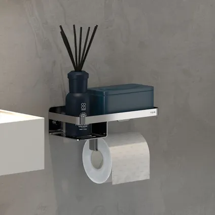 Porte-rouleau papier toilette avec étagère Tiger Caddy chrome 5