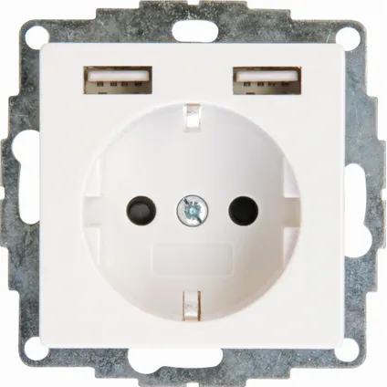Vervelend Korst Voorverkoop Kopp stopcontact Athenis geaard 1-voudig met USB helder wit