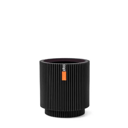 Vase cylindre Groove 15x17 noir