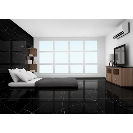 Wand- en vloertegel Marquina - Keramiek - Zwart - 60x120cm - Pakketinhoud 1,44m² 2