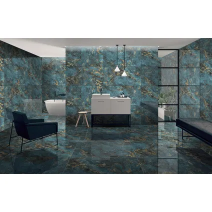 Wand- en vloertegel Lemurian - Keramiek - Blauw - 60x120cm - Pakketinhoud 1,44m² 2