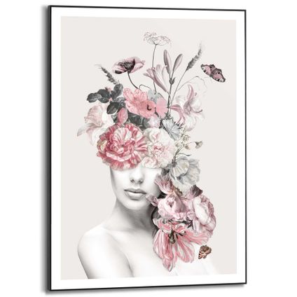 Peinture Femme aux fleurs Impression encadrée 50 x 70 cm