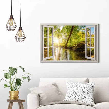 Peinture Rayons de soleil Forêt Panneau décoratif 90x60 cm 4