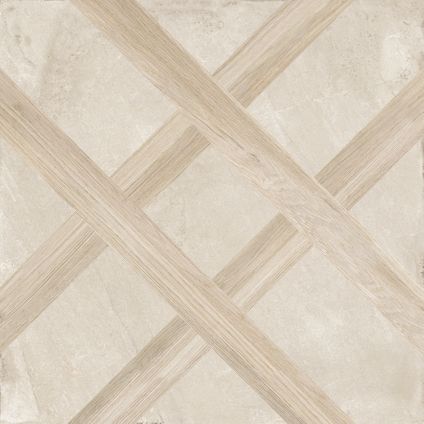 Wand- en vloertegel Flora Bone Dec Grip - Keramiek - Beige - 60x60cm - Pakketinhoud 1,44m²