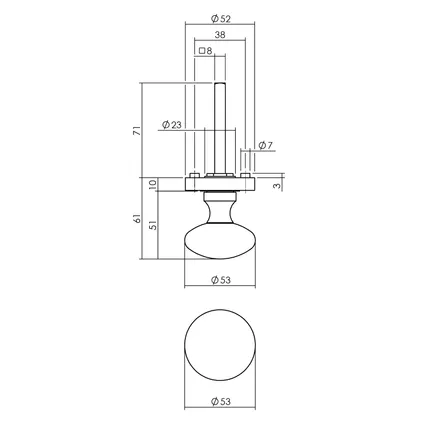 Intersteel deurknop op rozet ø52x10 mm zwart 2