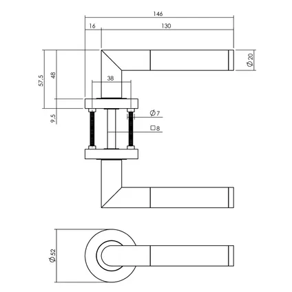 Intersteel deurklink Bastian op ronde rozet Ø52x10 mm antracietgrijs 2