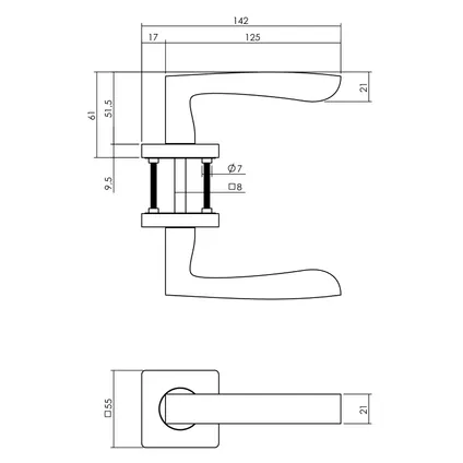 Intersteel deurklink Minos op vierkante rozet 55x55x10 mm antracietgrijs 2