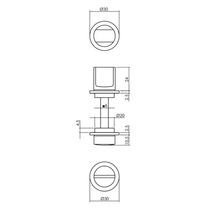 Intersteel rozet met toilet-/badkamerslot zelfklevend RVS/zwart 2