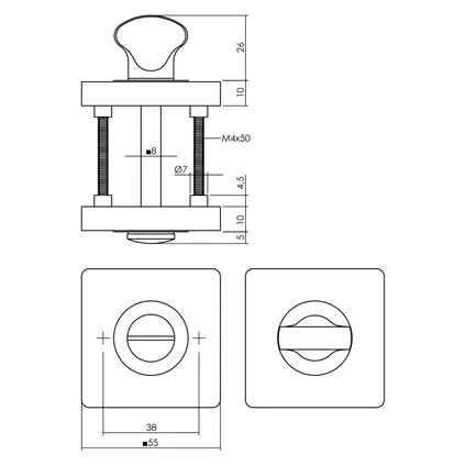 Rosace Intersteel avec fermeture pour sanitaires carré gris anthracite 2