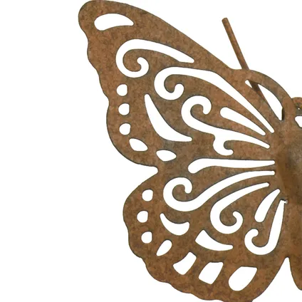 Decoris Muurvlinder - tuindecoratie - metaal - bruin - 22 cm 2