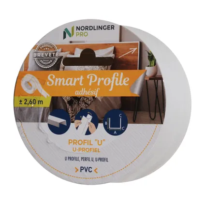 Smart Profile U-profiel wit PVC 1,5x1,5x1,5cm/2,6m 8