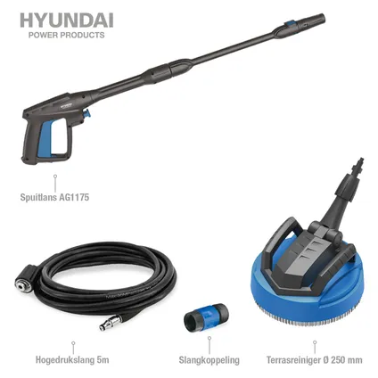 Hyundai hogedrukreiniger - 2200W - 180 bar - 330l/u - slang van 5m - terrasreiniger - hogedrukpistool 4