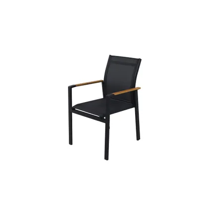 Chaise de jardin Limoux empilable textile/teck anthracite 6