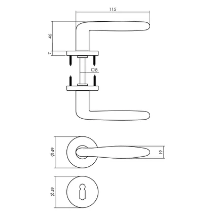 Intersteel deurklink op rozet Phobos ø49x7mm + sleutelrozet mat zwart 2
