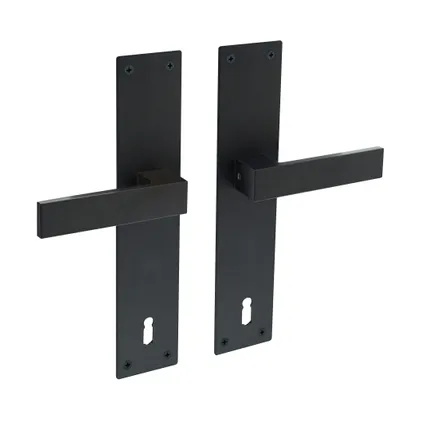 Onderzoek mot Sanctie Intersteel deurklink Amsterdam met plaat 250x55x2mm met sleutelgat 110mm  zwart