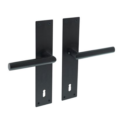 Intersteel deurklink Jura met plaat 250x55x2mm met sleutelgat 110mm zwart