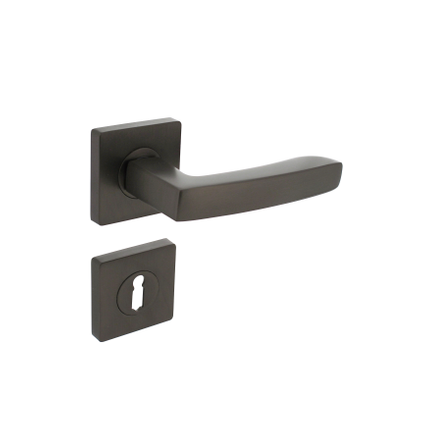 Intersteel deurklink Minos op vierkante rozet met nokken 55x55x10 mm en sleutelrozetten antracietgrijs