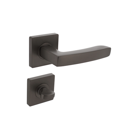 Intersteel deurklink Minos op vierkante rozet met nokken 55x55x10 mm en WC-slot met stang 8x8 mm antracietgrijs