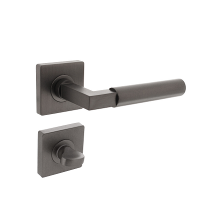 Intersteel deurklink Bau-stil op vierkante rozet met nokken 55x55x10 mm en WC 8mm antracietgrijs
