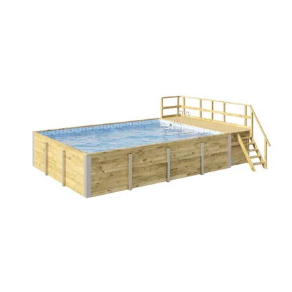 Weka massief houten zwembad 595 maat 2 blauw/mosica 2