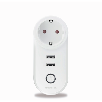 Marmitek slimme stekker Smart WiFi Power Plug SI 2 USB-poorten Aan/Uit + energiemeter CEI type E 15A/3450W
