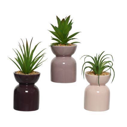 Plantes artificielles en pot 3 assorties 22 cm