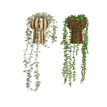 Kunstplanten in pot 2 assorti 15,5 cm